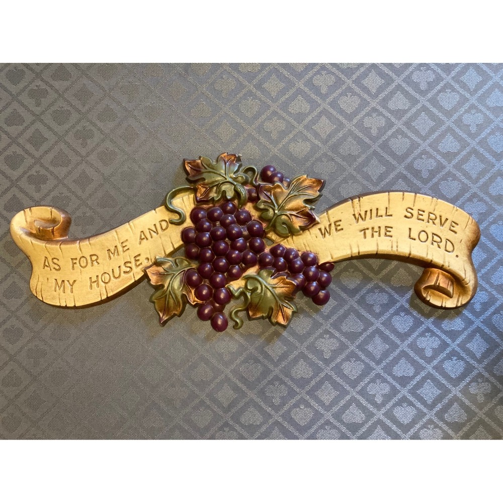 Vintage Syroco Style Gold Grape Cluster Leaf Wall Plaque Decor Hollywood Regency